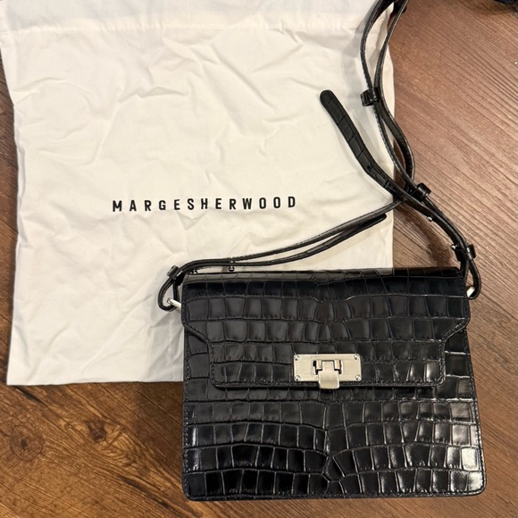 Margesherwood Handbags - Margesherwood Leather Croc-Embossed Bag in Black